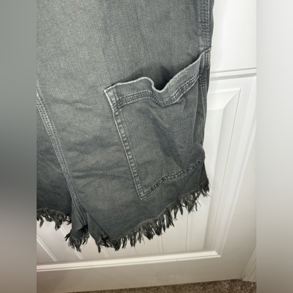 Aerie Black Distressed Denim Double Strap Shortall - Picture 3 of 6